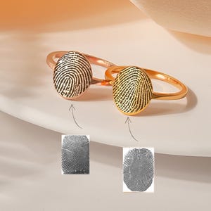 Fingerprint Ring for Women - Oval Fingerprint Ring - Custom Actual Fingerprint Ring - Thumb Print Ring - Memorial Gift Personalized Ring