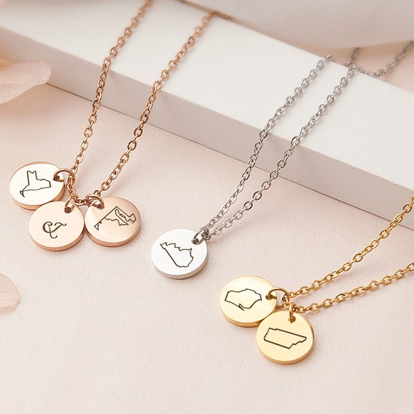 Best Friend Gifts - 3 States Necklace - Personalized Long Distance Necklace - Friendship Necklace Country Necklace - Graduation Gift for Her