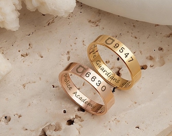Police Wife Badge Number Ring - Engraved Number Ring - Personalized Law Enforcement Gift - Police Mom Jewelry - Police Retirement Gift