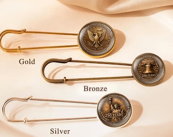 USA 250 Years Commemorative Vintage Pin - American Eagle Long Pin Brooch Custom Family Name - Personalized 250Th Anniversary Photo Pin