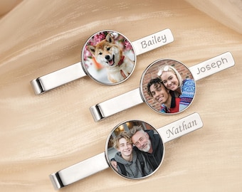 Wedding Tie Clip with Picture -  Personalized Photo Tie Clip - Custom Tie Clip for Him -Groom Gift from Bride - Photo Gift