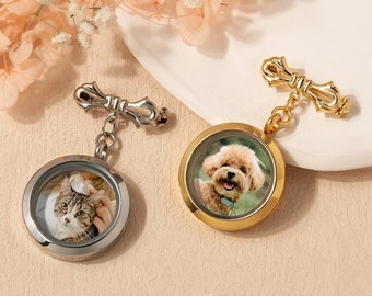 Wedding Gift - Custom Pet Photos Wedding Lapel Pin - Bridal Bouquet Pins Charm - Pet Memory Photo Pin for Groom - Personalized Wedding Gift