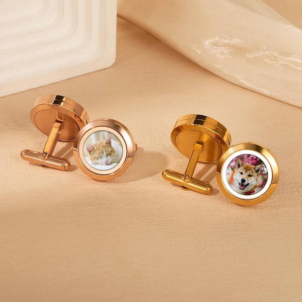 Wedding Gift for Groom - Glass Photo Cufflinks - Custom Pet Photo Cufflinks - Photo Locket Cufflinks - Personalized Cufflinks Groomsman Gift