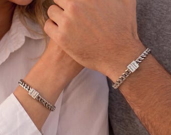 Personalized Couple Bracelets - Custom Couple Name Bracelet - Engraved Bracelet - Matching Bracelet  Couple Gift - Anniversary Gift for Him
