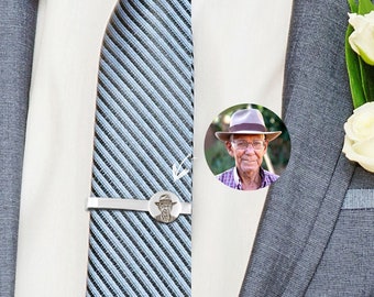 Groom Gift - Tie Clip Personalized - Engraved Tie Clip - Custom Photo Tie Bar - Memorial Tie Clip Gift For Groom From Bride
