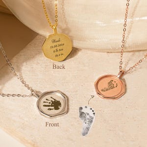 First Time Mom Gift - Personalized Baby Footprint Necklace - Actual Handprint Necklace -Mom Necklace 925 Sterling Silver - Gift for New Mom