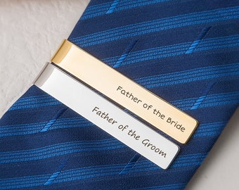 Father of the bride Tie Clip - Personalized Tie Bar 2 Sides - Wedding Party Gifts - Gifts for Dad - Gift for Father of the Bride Groom