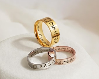 Police Officer Gift - Personalized Police Badge Number Ring - Police Academy Graduation Gifts - Engraved Ring Police Retirement Gift for Him