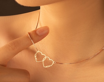 Custom Name Necklace with Heart - Tiny Heart Name Necklace - Girl Jewelry - Sister Necklace - Gift Ideas for Her