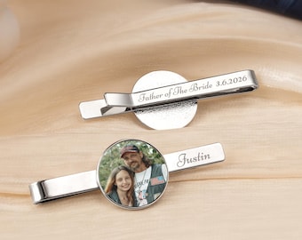 Personalized Photo Tie Clip - Father of the Bride Tie Clip - Engraved Tie Clip for Dad - Tie Clip with Picture - Father of the Groom Gift