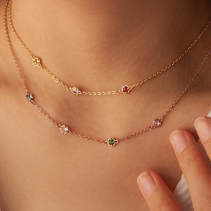 Family Birthstone Necklace - Custom Mothers Necklace - Family Multi BirthStone Necklace - Personalized Christmas Gifts for Mom