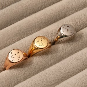 Bague zodiaque personnalisée - bague constellation - chevalière étoile - bague zodiaque, gémeaux, lion, vierge - chevalière femme cadeaux d'anniversaire