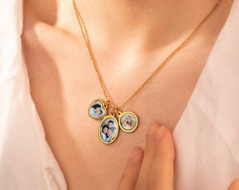 Mom Necklace - Custom Mothers and Kids Photo Necklace - Family Picture Jewelry - Mothers Daughter Photo Gift - Mom Birthday Gift