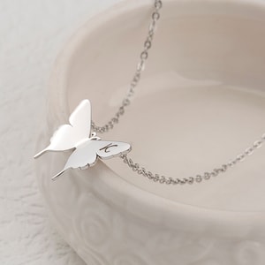 Christmas Gifts for Kids - Butterfly Initial Necklace - Engraved Butterfly Necklace - Minimalist Necklace Personalized Butterfly Jewelry