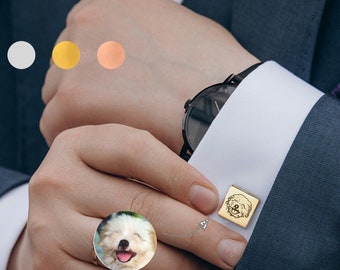 Custom Cufflinks Pet - Pet Portrait Custom - Pet Cuff links - Dog Cuff Links Cat Cufflinks - Personalized Wedding Gift Groomsmen Gift