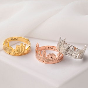 Custom City Ring - Skyline Ring - Cityscape Ring - Travel Ring - Friendship Ring - Personalized Graduation Gift For Her