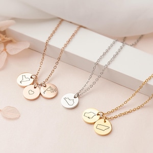 Best Friend Gift - 3 States Necklace - Personalized Long Distance Necklace - Friendship Necklace - Graduation Gift For Her