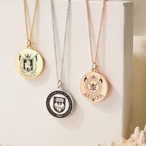 Graduation Gift For Him - Personalized Logo Necklace - Family Emblem Necklace - Company Logo Necklace - Custom College Necklace for Men