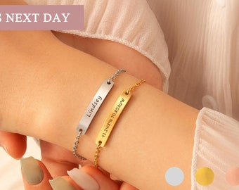 Personalized Bracelet - Bar Bracelet Engraved - Custom Coordinate Bracelet - Name Bar Bracelet - Engraved Jewelry Gift Ideas for Her
