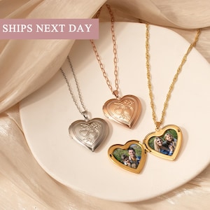 Gift for Wife - Custom Family Photo Locket Necklace - Personalized Heart Locket with Photos - Mom Gift From Kids