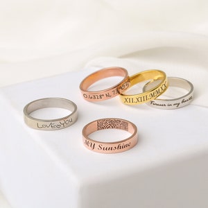 Memorial Gift - Fingerprint Ring - Engraved Ring with Actual Fingerprint - Thumb Print Memorial Jewelry Personalized - Custom Memorial Ring