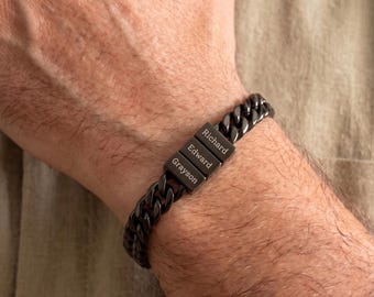 Personalized Mens Cube Bracelet - Dad Bracelet With Kids Name - Family Name Bracelet - Dad Birthday Gift - Husband Christmas Gift