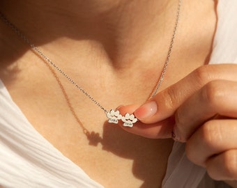 Paw Print Name Necklace - Personalized Dog Paw Necklace Tiny Cat Paw Necklace - Custom Pet Name Necklace for Multiple Pets - Dog Owner Gift