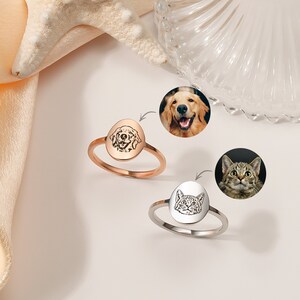 Custom Pet Portrait Oval Ring - Engraved Dog Cat Photo Ring - Personalized Gift Dog Mom Ring - Pet Lover Gift - Best Pet Gift for Her