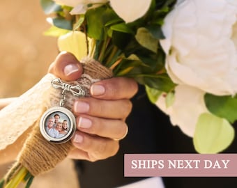 Personalized Gift for Bride - Wedding Bouquet Charm Custom Photos - Bridal Bouquet Photo Charm - Wedding Memory Bouquet Charm - Wedding Gift
