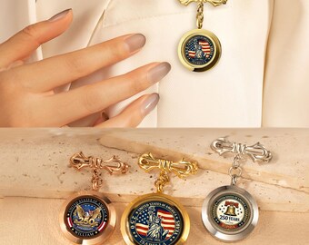 USA 250th Anniversary Pin - Custom American Eagle, Statue of Liberty Photo Brooch - Liberty Bell Lapel Pin Patriotic Gift - Team/Group Gifts