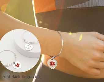 Medical Alert Bracelet Women - Medical Bracelet Stainless Steel - Medical Alert Bracelets - Engraved Id Bracelet