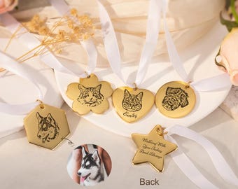 Custom Wedding Bouquet Charm - Engraved Pet Memorial Charm for Bridal Bouquet -Custom Pet Portrait Bridal Bouquet Charm - Bridal Shower Gift