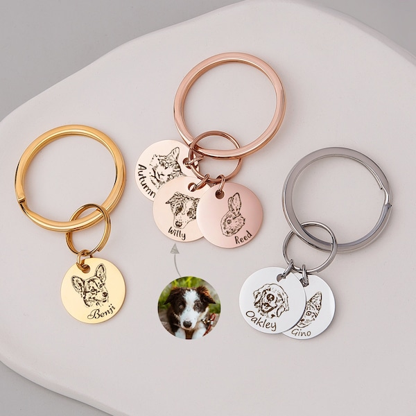 Gift For Boyfriend - Custom Dog Portrait Keychain - Pet Keychain Personalized - Dog Memorial Keychain - Pet Keychain For Him