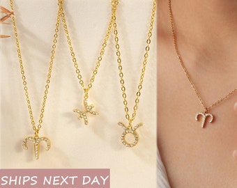 Constellation Necklace Gold - Astrology  Jewelry  Zodiac Sign Outline Necklace - Diamond Necklace Zodiac Necklace - Birthday Gift for Her