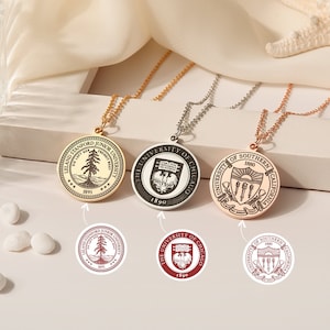 Custom Logo Necklace - Graduation Necklace Engraving College Emblem - Personalized College Necklace - Class Logo Necklace Graduation Gift
