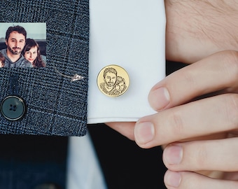 Groom Gift - People Portrait Photo Cufflink Custom - Photo Cufflinks - Father of the Bride Gift - Personalized Wedding Gift