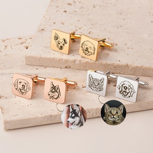 Dog Cuff Links - Custom Cufflinks Pet - Pet Portrait Cufflinks - Mens Cufflinks Square - Personalized Gift For Him Pet Cufflinks