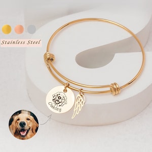 Pet Bracelet Personalized - Pet Memorial Bracelet with Angel Wing Charm - Custom Pet Memorial Jewelry Mothers Day Gift for Grandma