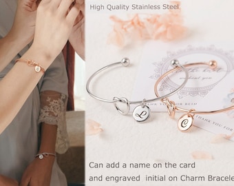 Bridesmaid Proposal Bracelet - Bridesmaid Gifts  - Personalized Initial Knot Bracelet - Bridesmaid Bracelet Stainless Steel - Bridal Party