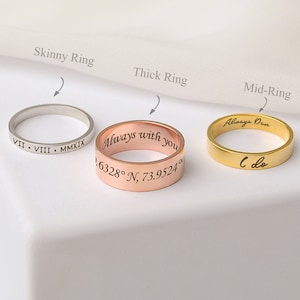 Custom Word Ring Inside Engraved Ring Dainty Name Ring Personalized Stacking Ring Gift Unisex Ring Gift For Boyfriend image 1