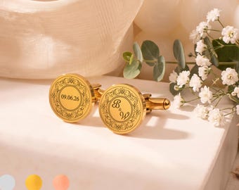 Personalized Wedding Cufflinks for Groom - Custom Wedding Logo Cufflinks -Groom Wedding Gift from Bride-Engraved Symbol Cufflinks for Fiancé