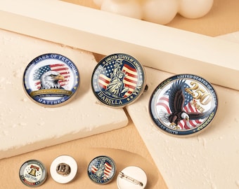 US 250th Anniversary Commemorative Pin - Custom 250Th Anniversary Logo Photo Pin - Eagle Badge Pin -Liberty Bell Badge Photo Pin - Team Gift