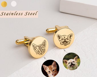 Boutons de manchette chien - boutons de manchette animaux personnalisés - boutons de manchette portrait d'animal de compagnie - cadeau personnalisé boutons de manchette chat - cadeau de mariage pour lui