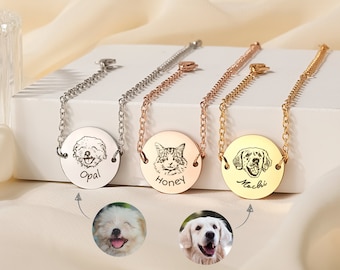 Pet Portrait Bracelet Custom - Dog Portrait Bracelet Pet Lovers Gift - Custom Pet Gift for Pet Mom - Dog Memory Bracelet for Her