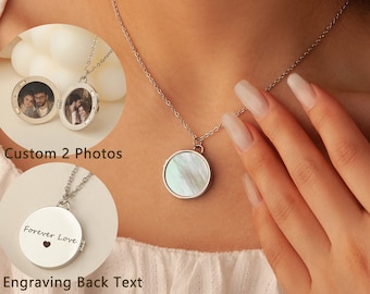 Gift For Her - Dainty Locket Necklace - Custom Couple Photos - Personalized Locket Necklace - Gift For Wife