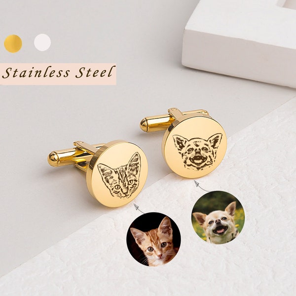 Dog Cufflinks - Pet Cufflinks Custom - Cuff Links Pet Portrait - Personalized Gift Cat Cufflinks - Wedding Gift For Him