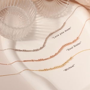 Personalized Morse Code Name Necklace - Custom Hidden Message Gift For Her - Minimalist Beaded Jewelry - Personalized Birthday Gifts for Mom