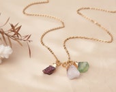 Christmas Gift For Her - Raw Gemstone Necklace for Women - Personalized Rough Gem Jewelry - Natural Birthstone Necklace Healing Crystals