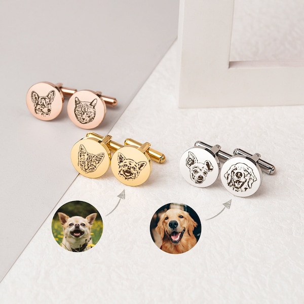 Custom Cuff Links - Pet Portrait Cufflinks - Memorial Cuff Links - Groom Gift from Bride - Personalized Gift For Him