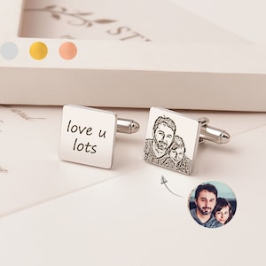 Boyfriend Gift - Custom Cufflinks - Engraved Photo Cufflink - Personalized Cufflinks - Custom Image Cufflink - Anniversary Gift for Him